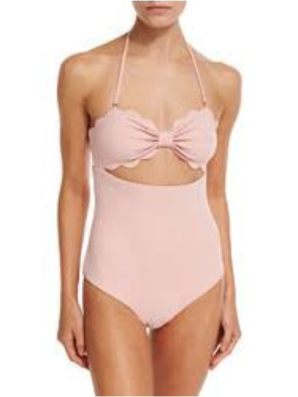 Marysia Swim Light Pink Halter One-Piece with Front Cutout